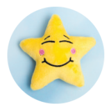 yellow star plush toy with happy face